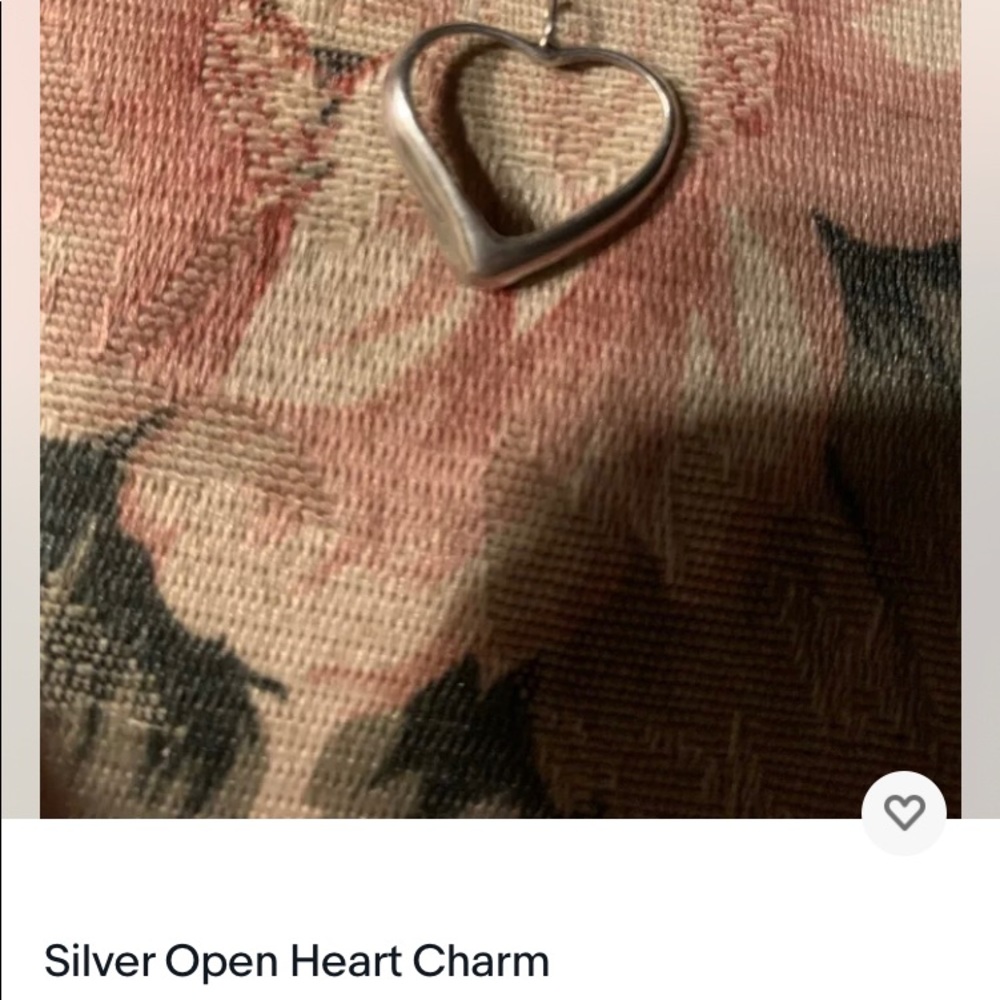 Silver open heart charm or pendant. About 1/2 inch.